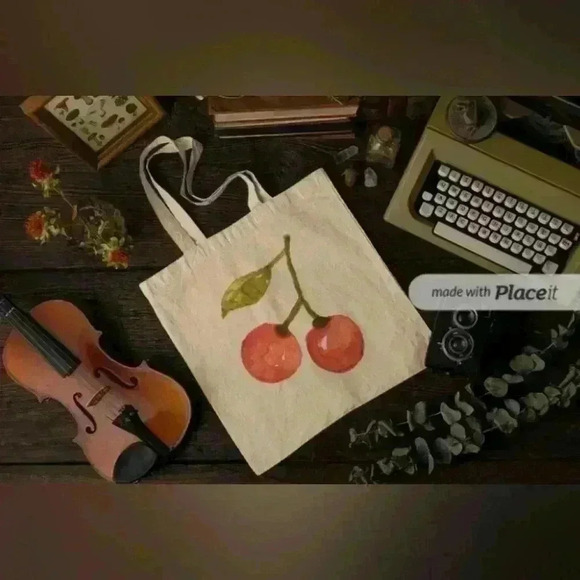 Cherry recycled tote bag - Picture 2 of 3